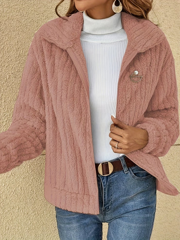 Women's Luxurious Fuzzy Coat - Toasty Elegance, Chic Open Front Design, Long Sleeve Comfort, Versatile for Casual & Formal Occasions - Cozy Fashion Outerwear