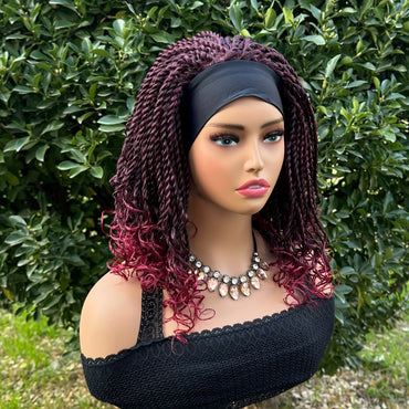 Flattering Short Box Braided Headband Wig - Virtually Heatproof, Effortless Crochet Style - Superb Synthetic Hair for Black Women - Fashionable Bob, Secure Machine Made Wig