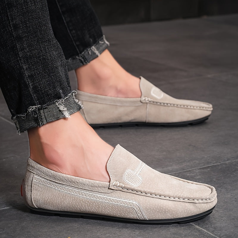 Men's Casual Loafers, Upper, PU Lining, Rubber Sole, Fabric Insole, Round Toe Slip-On Shoes for All Seasons, Dressy Shoes