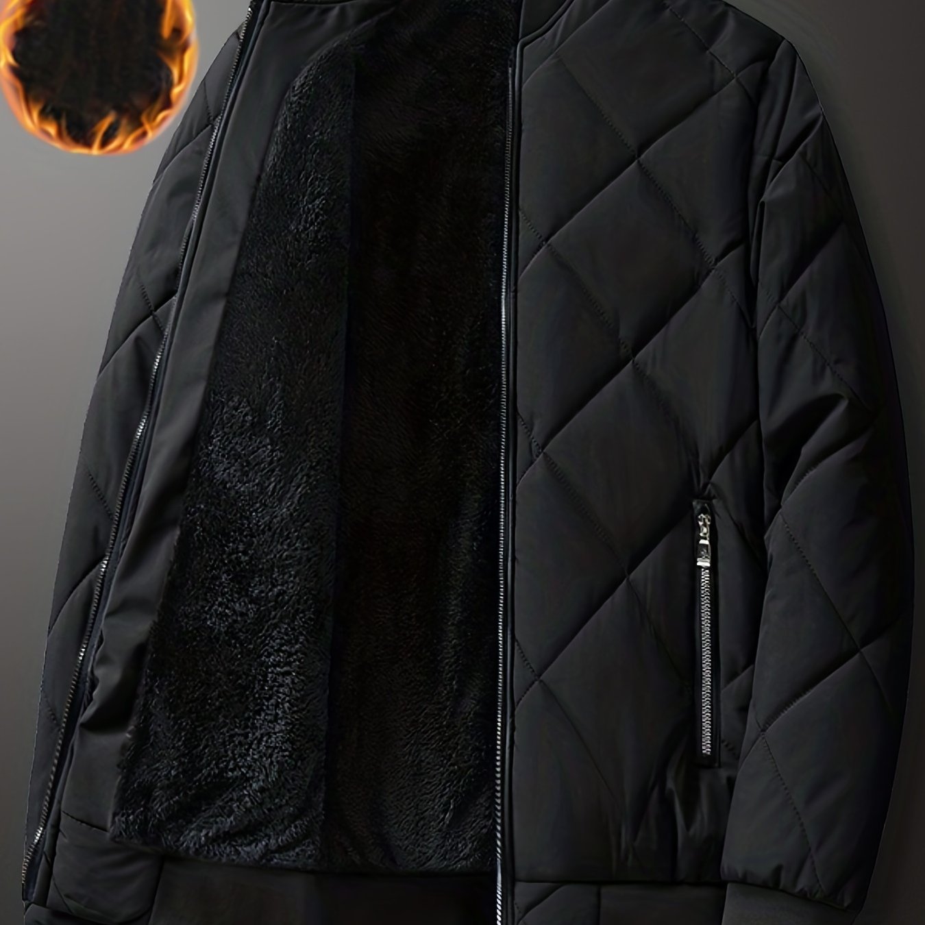 Men's Regular Fit Solid Color Sherpa Lined Varsity Jacket, Casual Fleece Lined Baseball Jacket Coat for Winter Autumn
