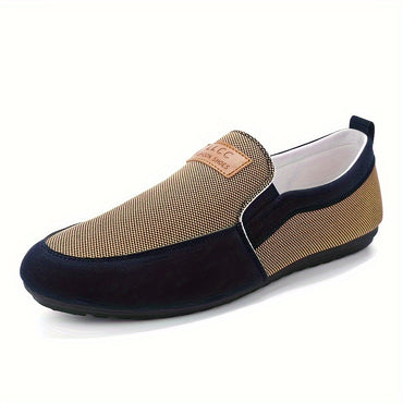 Men's Summer 2023 Canvas Slip-On Loafers - Casual & Trendy Korean Style, Versatile Black and Gray with Breathable Fabric, Non-Slip PVC Sole, Round Toe Design for Work & Leisure, Men's Footwear