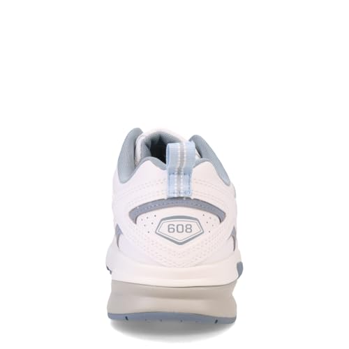 New Balance Women's 608 V5 Casual Comfort Cross Trainer, White/Light Blue, 8