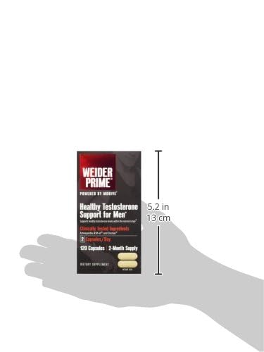 Weider Prime Testosterone Supplement for Men, Healthy , Support to Help Boost Strength and Build Lean Muscle, 120 Capsules