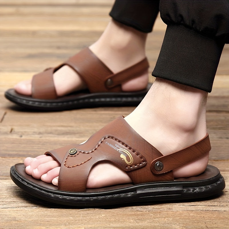 Men's Dual Purpose Sandals, Casual Hollow Out Non Slip Shoes, Open Toe Shoes For Outdoor Beach, Spring And Summer