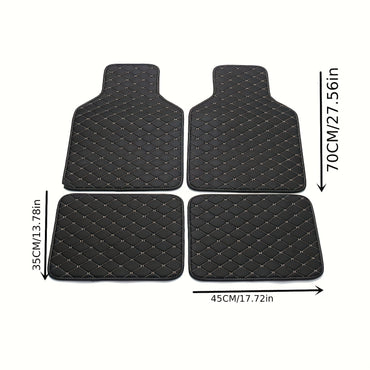 4pcs Universal Waterproof Car Floor Mats - Front & Rear - PU Leather Car Carpet Accessories - Interior Upgrade Car Accessories