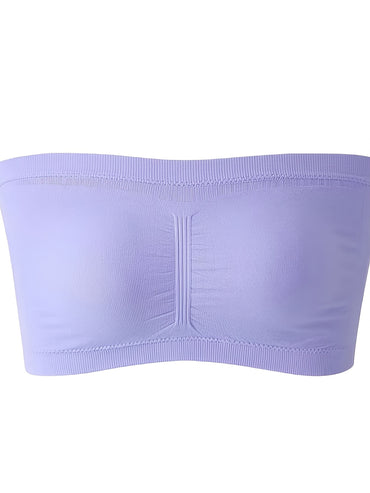 Plus Size Double-Layer Anti-Slip Strapless Bra with Removable Pads - No Underwire Seamless Smoothing High Elasticity Black Camisole Top for Casual Attire, Comfortable Daily Wear, Offshoulder Fashion, Smooth Fabric Finish