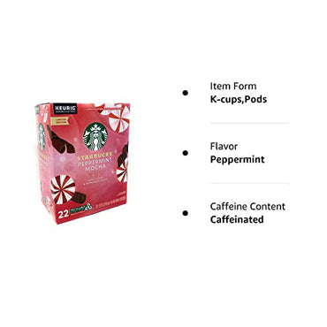Starbucks Limited Edition Holiday Peppermint Mocha Coffee K-Cups Pods - 10 count - CUPS DO NOT COME IN ORIGINAL PACKAGING)