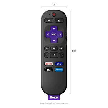 Roku Voice Remote | TV Remote Control with Voice Control, TV Controls, Simple Setup, & Pre-Set App Shortcuts - Replacement Remote Compatible with Roku TV, Roku Players, & Roku Audio