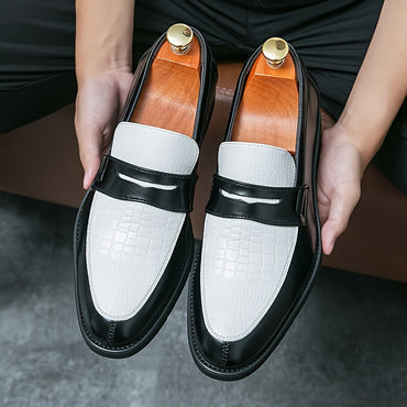 Stylish Men's Color Block Slip-On Loafers - Ultra Comfy, Non-Slip, Durable Rubber Sole, Breathable, Easy to Wear, Versatile Platform Dress Shoes for Formal and Casual Occasions - Men's Footwear