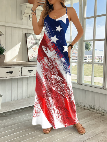 Digital Printed Women'S American Flag Camisole Style Sleeveless Vacation Commuting Leisure Travel Daily Business Gifts Party Style Elegant And Fashionable Spring/summer Women'S Dress