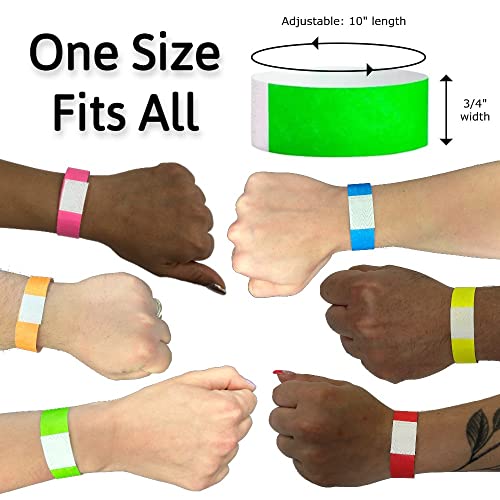 WristCo Tyvek Wristbands 6 Color Variety Pack - 600 Count - Comfortable Tear Resistant Paper Bracelets ID Wrist Bands for Concerts Festivals Admission Party Identification