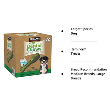 Kirkland Signature Dental Chews 72 Dog Treats, green
