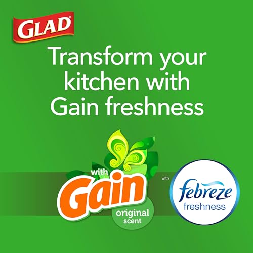 Glad Trash Bags, ForceFlex Protection Series Tall Garbage Bags, 13 Gal, Gain Original with Febreze, 110 Ct (Package May Vary)