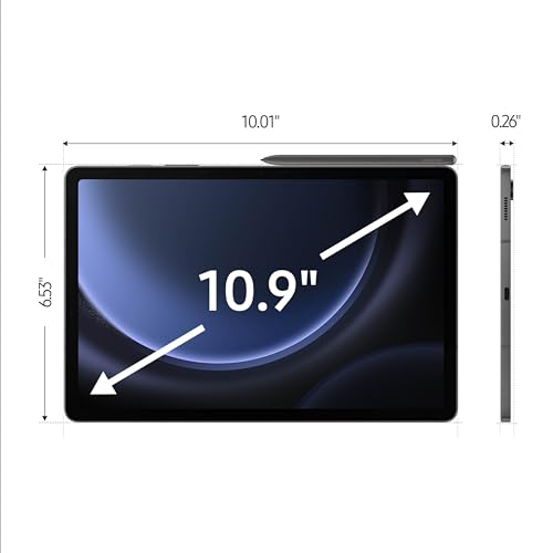 Samsung Galaxy Tab S9 FE Wi-Fi 10.9” 256GB Android Tablet, IP68 Water- and Dust-Resistant, Long Battery Life, Powerful Processor, S Pen, 8MP Camera, Lightweight Design, US Version, 2023, Gray