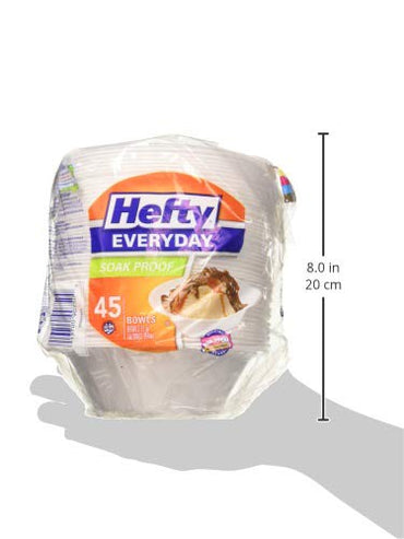 Hefty Everyday Soak-Proof Foam Bowls, 12 Ounce, 45 Count (Pack of 12), 540 Total