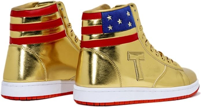 UnideKuaiDi T Sneakers Never Surrender Shoes Trump Gold Running Shoes for Men Women Youth (Gold, Adult, Men, 8.5, Numeric, US Footwear Size System, Medium)