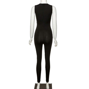 LuFeng Women's Sexy Sleeveless Zipper Bodycon Party Club Long Rompers Jumpsuit (S, Black)