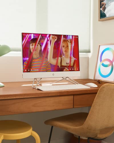 HP 27” All-in-One Desktop PC, AMD Ryzen 7 5700U, 12 GB RAM, 256 GB SSD & 1 TB Hard Drive, Full HD IPS Display, Windows 11 Pro, 720p Privacy Webcam, Dual Mics, Keyboard and Mouse (27-CB0052, 2022)