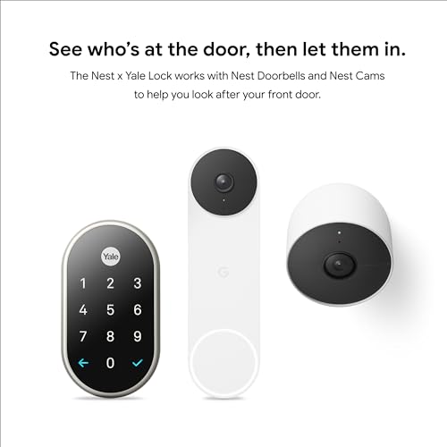 Google Nest x Yale Lock - Tamper-Proof Smart Lock for Keyless Entry - Keypad Deadbolt Lock for Front Door - Satin Nickel