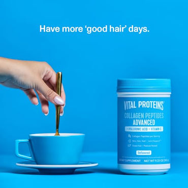 Vital Proteins Collagen Peptides with Hyaluronic Acid and Vitamin C, Shrink-Wrapped 9.33oz Bundle, Hydrolyzed Collagen - 20g per Serving - Unflavored + HAVC 9.33oz Canister Pack of 2