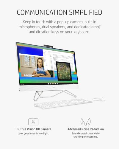 HP 27” All-in-One Desktop PC, AMD Ryzen 7 5700U, 12 GB RAM, 256 GB SSD & 1 TB Hard Drive, Full HD IPS Display, Windows 11 Pro, 720p Privacy Webcam, Dual Mics, Keyboard and Mouse (27-CB0052, 2022)