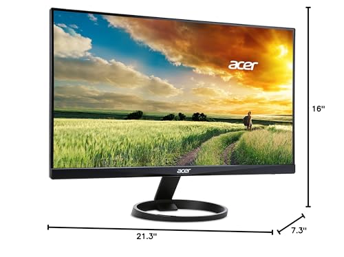 Acer 23.8” Full HD 1920 x 1080 IPS Zero Frame Home Office Computer Monitor - 178° Wide View Angle - 16.7M - NTSC 72% Color Gamut - Low Blue Light - Tilt Compatible - VGA HDMI DVI R240HY bidx