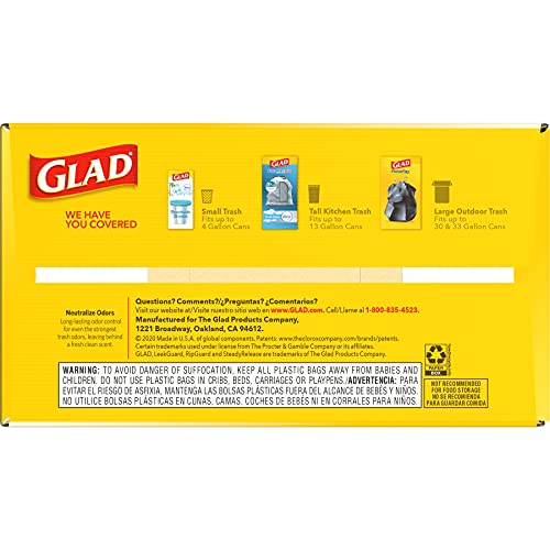 Glad Trash Bags, ForceFlex Protection Series Tall Garbage Bags, 13 Gal, Gain Original with Febreze, 110 Ct (Package May Vary)