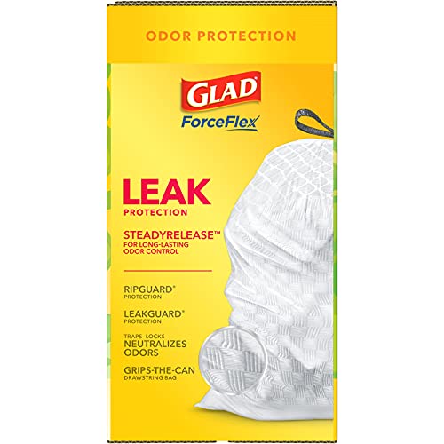 Glad Trash Bags, ForceFlex Protection Series Tall Garbage Bags, 13 Gal, Gain Original with Febreze, 110 Ct (Package May Vary)