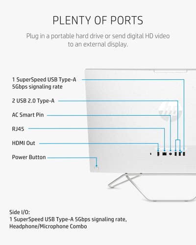 HP 27” All-in-One Desktop PC, AMD Ryzen 7 5700U, 12 GB RAM, 256 GB SSD & 1 TB Hard Drive, Full HD IPS Display, Windows 11 Pro, 720p Privacy Webcam, Dual Mics, Keyboard and Mouse (27-CB0052, 2022)