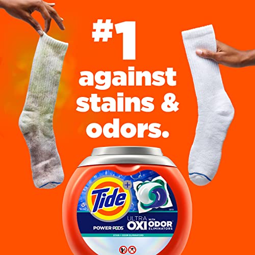 Tide Ultra OXI Power PODS with Odor Eliminators Laundry Detergent Pacs 63 Count For Visible and Invisible Dirt