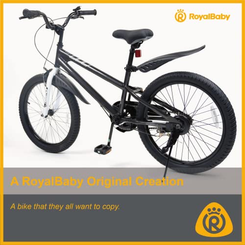 Royalbaby Freestyle Kids Bike 20 Inch Wheel Bicycle Teens BMX with Dual Hand Brakes Kickstand Boys Girls Ages 6-10 Years, Black
