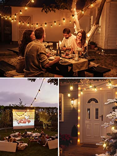 addlon 50FT LED Outdoor String Lights with Edison Shatterproof Bulbs, Weatherproof Strand, Commercial Grade Patio Lights, Decorative for Garden or Patio, Black