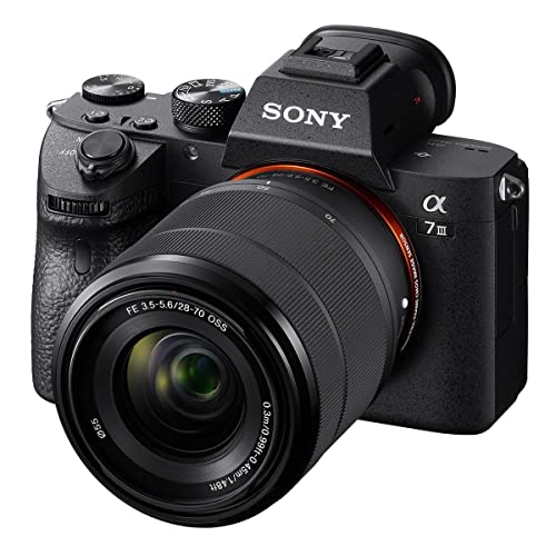 Sony Alpha a7 III Mirrorless Digital Camera with FE 28-70mm Lens - Bundle with Shoulder Bag, 64GB SD Card, Extra Battery, Charger, Cleaning Kit, Mic, Screen Protector, Strap, 55mm Filter Kit