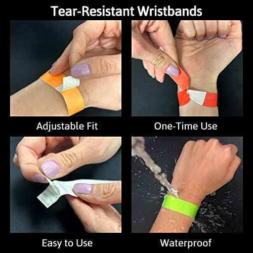 WristCo Tyvek Wristbands 6 Color Variety Pack - 600 Count - Comfortable Tear Resistant Paper Bracelets ID Wrist Bands for Concerts Festivals Admission Party Identification