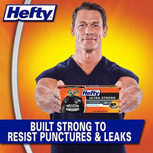 Hefty Ultra Strong Multipurpose Large Trash Bags, Black, Unscented, 30 Gallon 14 Count (Pack of 2)