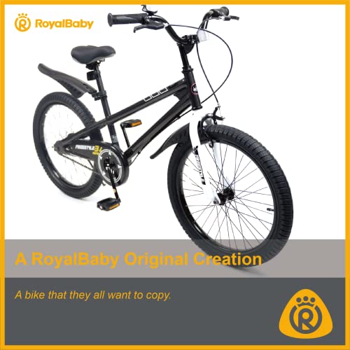 Royalbaby Freestyle Kids Bike 20 Inch Wheel Bicycle Teens BMX with Dual Hand Brakes Kickstand Boys Girls Ages 6-10 Years, Black