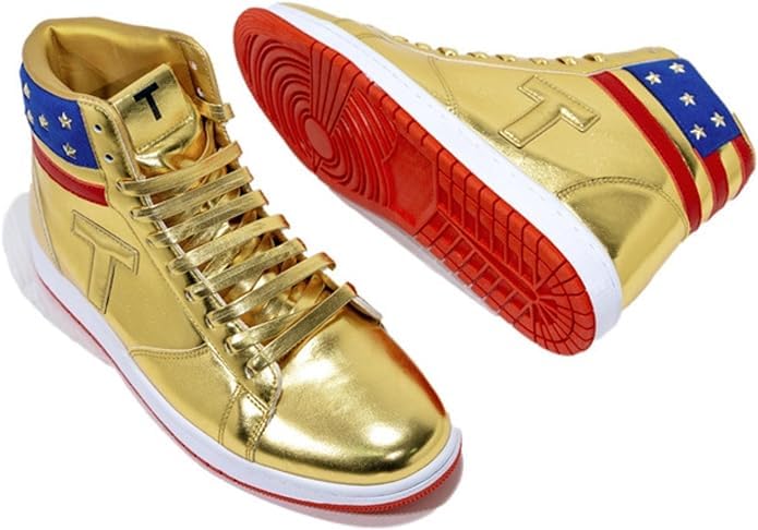 UnideKuaiDi T Sneakers Never Surrender Shoes Trump Gold Running Shoes for Men Women Youth (Gold, Adult, Men, 8.5, Numeric, US Footwear Size System, Medium)