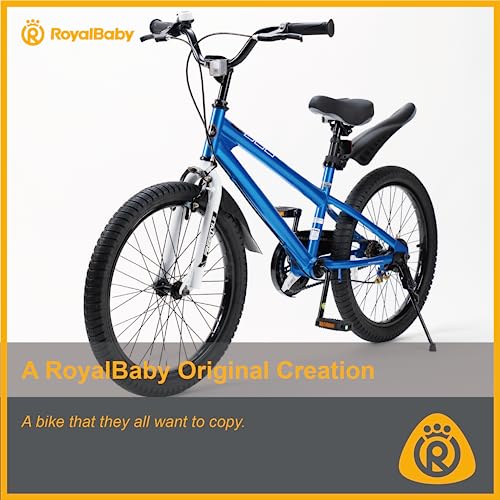 RoyalBaby Freestyle Kids Bike 20 Inch Wheel Bicycle Teens BMX with Dual Hand Brakes Kickstand Boys Girls Ages 6-10 Years, Blue