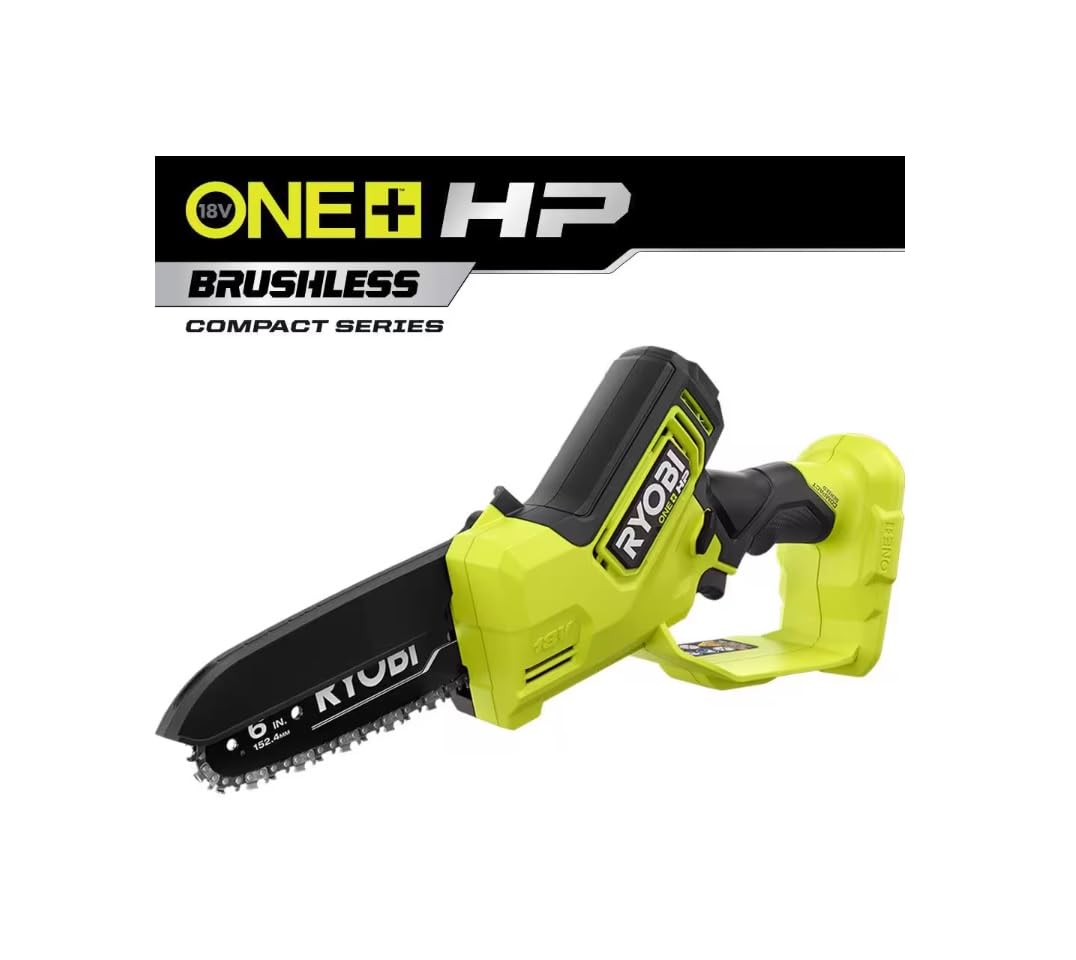 RYOBI ONE+ HP 18V P25013 Brushless Compact Pruning Mini Chainsaw with 6-Inch Chain (Tool Only)