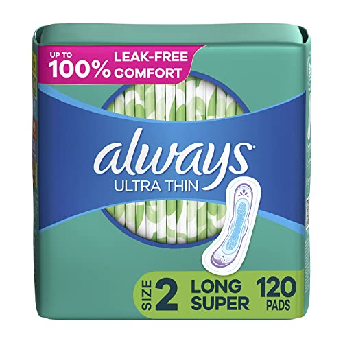 Always Ultra Thin Long Super Pads with Flexi-Wings, Unscented - Size 2, 92 ct.