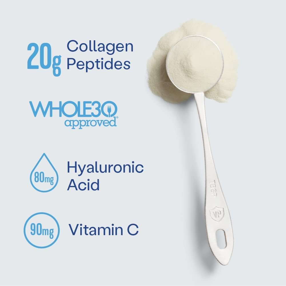 Vital Proteins Collagen Peptides Powder with Hyaluronic Acid and Vitamin C, Unflavored, 24 oz