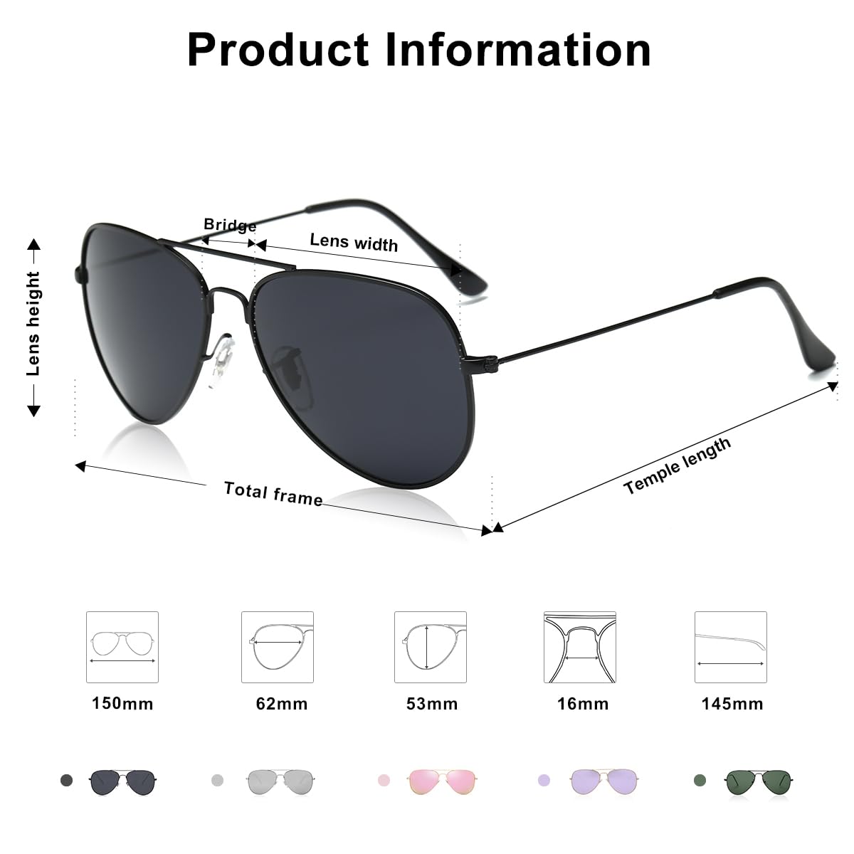 SOJOS Classic Aviator Polarized Sunglasses for Men Women Vintage Retro Style,Black/Grey