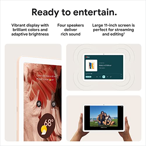 Google Pixel Tablet with Charging Speaker Dock - Android Tablet with 11-Inch Screen, Smart Home Controls, and Long-Lasting Battery - Hazel/Hazel - 128 GB, 2560x1600 Pixels