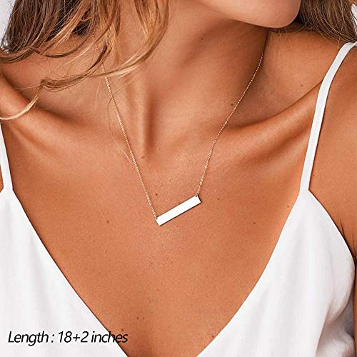 Dainty Layering Pearls Necklace Bar Necklace Hammered Disc Pendant Necklace Simple Layering Necklace Gold Plated Choker for Women