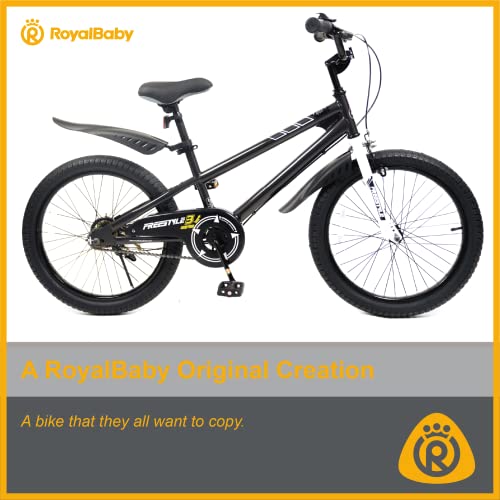 Royalbaby Freestyle Kids Bike 20 Inch Wheel Bicycle Teens BMX with Dual Hand Brakes Kickstand Boys Girls Ages 6-10 Years, Black