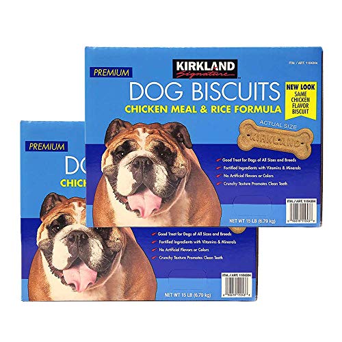 Kirkland Signature Premium Dog Biscuits Chicken Meal & Rice Formula 15 LB 2 Pack