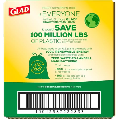 Glad Trash Bags, ForceFlex Protection Series Tall Garbage Bags, 13 Gal, Gain Original with Febreze, 110 Ct (Package May Vary)