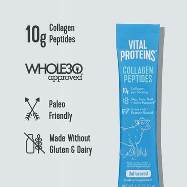 Vital Proteins Collagen Peptides Powder, 9.33 oz Unflavored + 20 Stick Pack