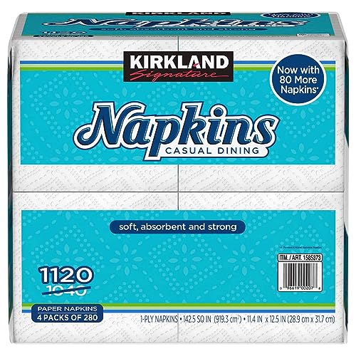 Kirkland Signature Napkin, 1-Ply, 280 Count (Pack of 4)