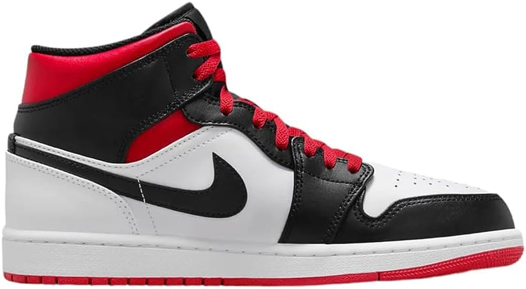 Jordan Mens Air 1 Mid Gym Red Black Toe - White/Gym Red-Black - Size 13